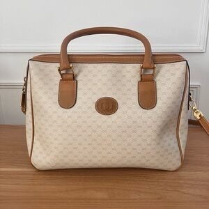 Authentic Gucci GG Coated Canvas Leather Satchel Doctor Bag Vintage